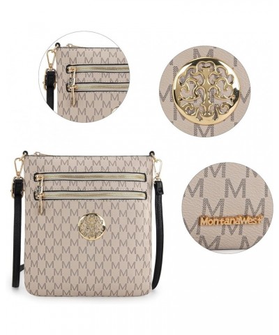 Crossbody Bags for Women Multi Pocket Cross Body Bag Purses with Adjustable Strap C Monagram Khaki $10.58 Crossbody Bags