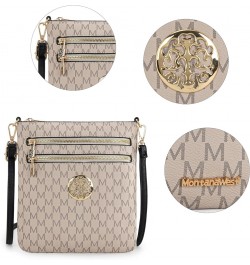 Crossbody Bags for Women Multi Pocket Cross Body Bag Purses with Adjustable Strap C Monagram Khaki $10.58 Crossbody Bags