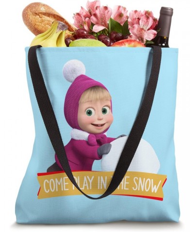 Masha and the Bear. Come play in the snow! Tote Bag $9.90 Totes