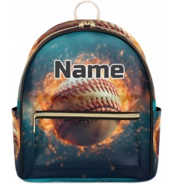 Baseball Print Custom Mini Backpack Purse for Women Personalized Fashion Leather Small Backpack Shoulder Handbag Travel Bag S...