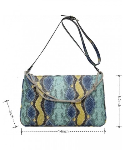 Womens Fashion Snakeskin Evening Handbag Top Handle Clutch Purse Chain Shoulder Cross-body Bag C-blue $10.92 Evening Bags