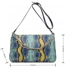 Womens Fashion Snakeskin Evening Handbag Top Handle Clutch Purse Chain Shoulder Cross-body Bag C-blue $10.92 Evening Bags