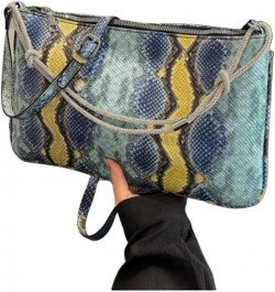 Womens Fashion Snakeskin Evening Handbag Top Handle Clutch Purse Chain Shoulder Cross-body Bag C-blue $10.92 Evening Bags