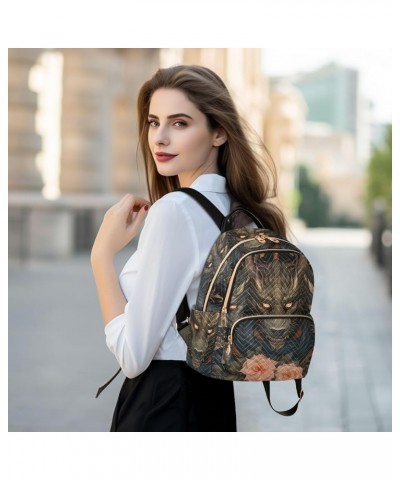 Medium Fashion Backpack for Women Gothic Three Dragons Print Ladies Travel Daypack Aesthetic Shoulder Bag 11.4×6.1×14.1 IN $2...