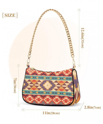 Clutch Shoulder Bags Tote Evening Purse Handbags for Women Hobo Bags Colorful Indian Aztec Striped with Zipper Closure $15.04...