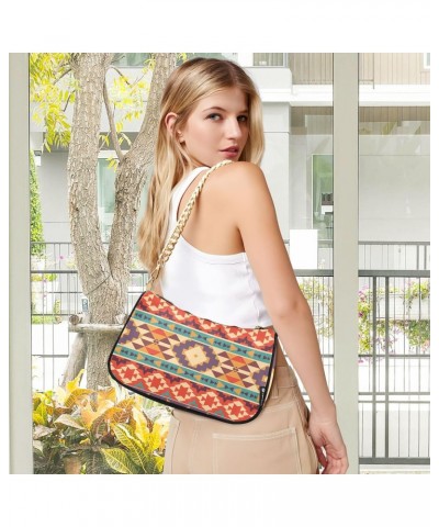 Clutch Shoulder Bags Tote Evening Purse Handbags for Women Hobo Bags Colorful Indian Aztec Striped with Zipper Closure $15.04...