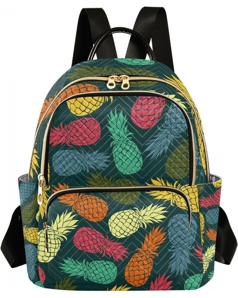 Pineapple Pattern Backpack Purse for Women, Anti Theft Backpack Small Travel Backpack Shoulder Bag Mini(10.23'' x 5.11'' x 12...