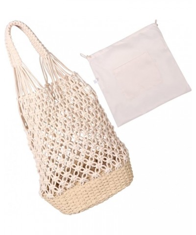 2 Pcs Bucket Straw Bag Shoulder Bag for Women Large Beach Bag Straw Beach Bags for Women Gift Sack White $13.16 Shoulder Bags