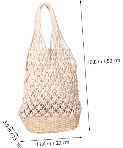 2 Pcs Bucket Straw Bag Shoulder Bag for Women Large Beach Bag Straw Beach Bags for Women Gift Sack White $13.16 Shoulder Bags