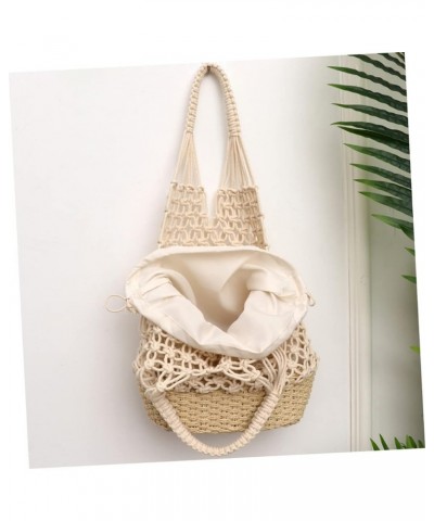 2 Pcs Bucket Straw Bag Shoulder Bag for Women Large Beach Bag Straw Beach Bags for Women Gift Sack White $13.16 Shoulder Bags