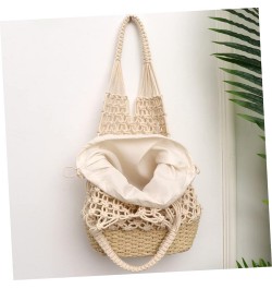 2 Pcs Bucket Straw Bag Shoulder Bag for Women Large Beach Bag Straw Beach Bags for Women Gift Sack White $13.16 Shoulder Bags