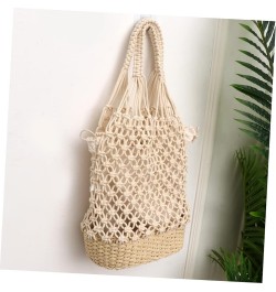 2 Pcs Bucket Straw Bag Shoulder Bag for Women Large Beach Bag Straw Beach Bags for Women Gift Sack White $13.16 Shoulder Bags