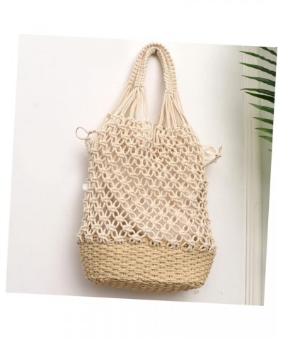 2 Pcs Bucket Straw Bag Shoulder Bag for Women Large Beach Bag Straw Beach Bags for Women Gift Sack White $13.16 Shoulder Bags