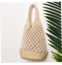 2 Pcs Bucket Straw Bag Shoulder Bag for Women Large Beach Bag Straw Beach Bags for Women Gift Sack White $13.16 Shoulder Bags