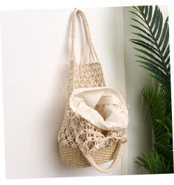 2 Pcs Bucket Straw Bag Shoulder Bag for Women Large Beach Bag Straw Beach Bags for Women Gift Sack White $13.16 Shoulder Bags