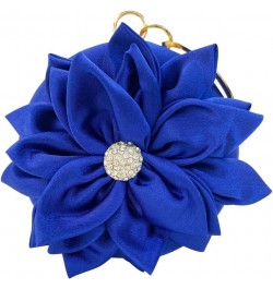 Women Flower Shaped Rhinestone Clutch Soft Satin Wristlet Handbag Round Purse Wedding Party Purse Clutch Evening Bag Blue $16...