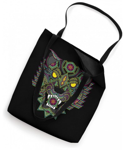 Panther Huichol Sugar Skull Calavera Halloween Mexican Aztec Tote Bag $11.82 Totes