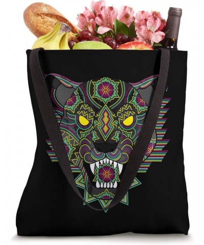 Panther Huichol Sugar Skull Calavera Halloween Mexican Aztec Tote Bag $11.82 Totes