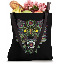 Panther Huichol Sugar Skull Calavera Halloween Mexican Aztec Tote Bag $11.82 Totes