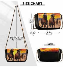 Sunset Running Horses Crossbody Bags for Women Retro Cross Body Purse Small PU Leather Shoulder Handbags with Chain Strap $15...