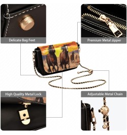 Sunset Running Horses Crossbody Bags for Women Retro Cross Body Purse Small PU Leather Shoulder Handbags with Chain Strap $15...