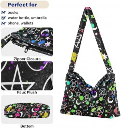 Moon Magic Shoulder Tote Bags for Women Furry Crossbody bag Hobo Handbag Purses for Traveling Shopping Working $9.45 Totes