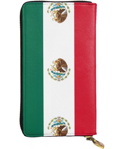 Flag Of Mexico Pattern Leather Long Clutch Wallet 7.48x4.13 Inch Comfortable Lightweight Waterproof Durable Nice $26.85 Clutches