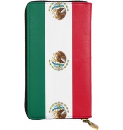 Flag Of Mexico Pattern Leather Long Clutch Wallet 7.48x4.13 Inch Comfortable Lightweight Waterproof Durable Nice $26.85 Clutches