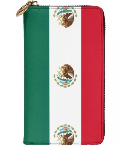 Flag Of Mexico Pattern Leather Long Clutch Wallet 7.48x4.13 Inch Comfortable Lightweight Waterproof Durable Nice $26.85 Clutches