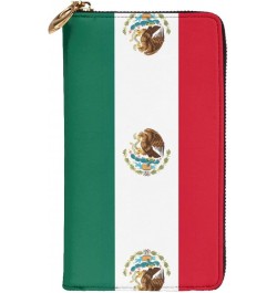 Flag Of Mexico Pattern Leather Long Clutch Wallet 7.48x4.13 Inch Comfortable Lightweight Waterproof Durable Nice $26.85 Clutches