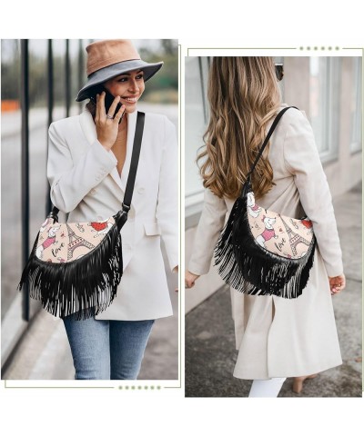 Women Fringe Tassel Cross Body Bag Cute Pug Pirate on Light Blue Leisure Shoulder Bag Color560 $11.10 Crossbody Bags