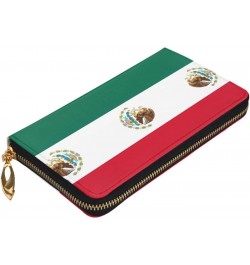 Flag Of Mexico Pattern Leather Long Clutch Wallet 7.48x4.13 Inch Comfortable Lightweight Waterproof Durable Nice $26.85 Clutches