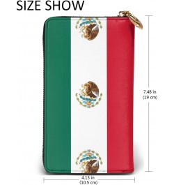 Flag Of Mexico Pattern Leather Long Clutch Wallet 7.48x4.13 Inch Comfortable Lightweight Waterproof Durable Nice $26.85 Clutches