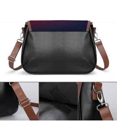 Printed Leather Crossbody Bags Women Shoulder Messenger Bags Designer Satchels City Scenery Color1 $22.00 Satchels