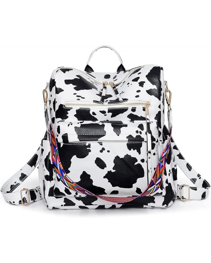 Women's Fashion Backpack Purse Multipurpose Design Convertible Satchel Handbags Shoulder Bag Travel bag Cow White $15.89 Back...