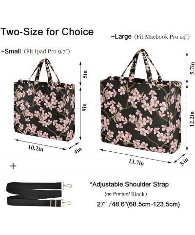 Womens Corduroy Handbag Pink Cherry Blossom Black Floral Satchel Shoulder Bag for Travel Beach Gym Shopping Multi05 $11.27 Sa...