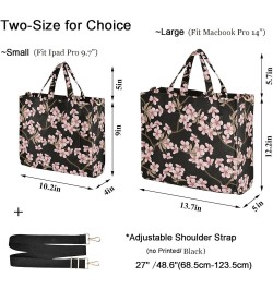 Womens Corduroy Handbag Pink Cherry Blossom Black Floral Satchel Shoulder Bag for Travel Beach Gym Shopping Multi05 $11.27 Sa...