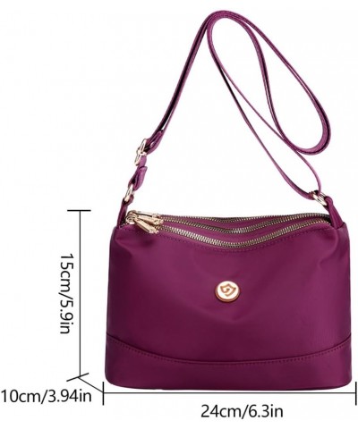 Crossbody Handbags Large Capacity Women Composite Shoulder Bag Breathable Nylon Durable Scratch Resistant with Zipper Purple ...