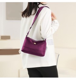 Crossbody Handbags Large Capacity Women Composite Shoulder Bag Breathable Nylon Durable Scratch Resistant with Zipper Purple ...