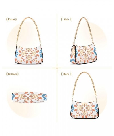 Shoulder Bags for Women, Flower Pattern Retro Print Hobo Tote Handbag, Retro Chain Bag Purse with Zipper Color04 $17.69 Shoul...