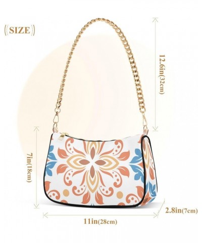 Shoulder Bags for Women, Flower Pattern Retro Print Hobo Tote Handbag, Retro Chain Bag Purse with Zipper Color04 $17.69 Shoul...