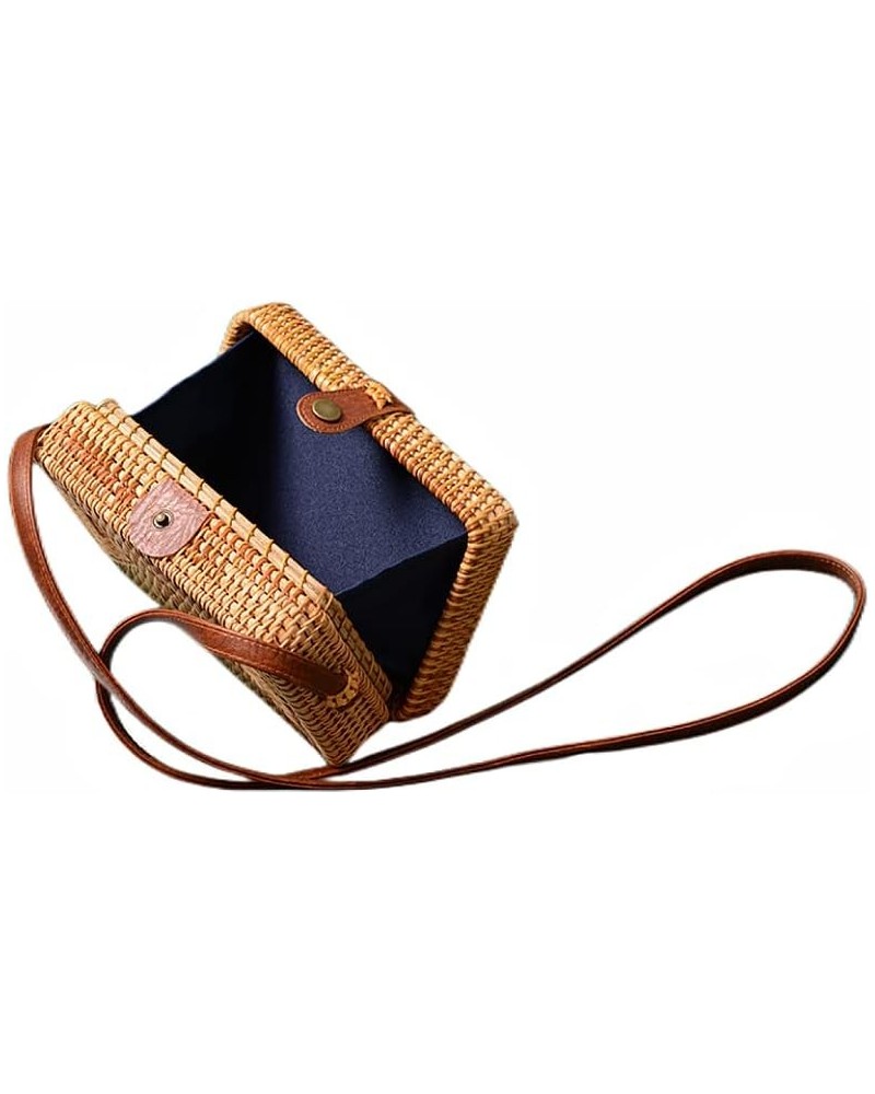 Square Round Mulit Style Straw Bag Handbags Women Summer Rattan Bag Handmade Woven Beach Bohemia Handbag Square $20.00 Handbags