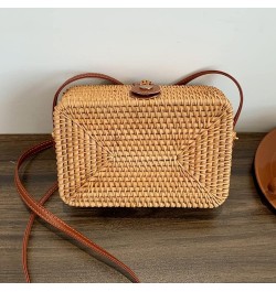 Square Round Mulit Style Straw Bag Handbags Women Summer Rattan Bag Handmade Woven Beach Bohemia Handbag Square $20.00 Handbags