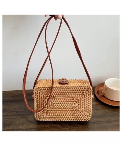 Square Round Mulit Style Straw Bag Handbags Women Summer Rattan Bag Handmade Woven Beach Bohemia Handbag Square $20.00 Handbags