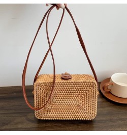 Square Round Mulit Style Straw Bag Handbags Women Summer Rattan Bag Handmade Woven Beach Bohemia Handbag Square $20.00 Handbags