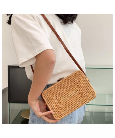 Square Round Mulit Style Straw Bag Handbags Women Summer Rattan Bag Handmade Woven Beach Bohemia Handbag Square $20.00 Handbags