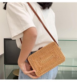 Square Round Mulit Style Straw Bag Handbags Women Summer Rattan Bag Handmade Woven Beach Bohemia Handbag Square $20.00 Handbags