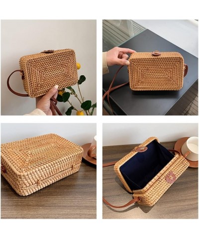 Square Round Mulit Style Straw Bag Handbags Women Summer Rattan Bag Handmade Woven Beach Bohemia Handbag Square $20.00 Handbags