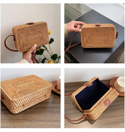 Square Round Mulit Style Straw Bag Handbags Women Summer Rattan Bag Handmade Woven Beach Bohemia Handbag Square $20.00 Handbags