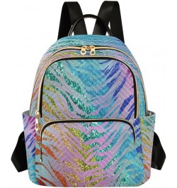 Backpack Purse for Women Rainbow Glam Glitter Animal Skin Casual Shoulder Bag Small Backpack S Medium $12.48 Backpacks